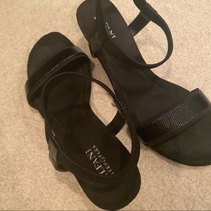 ALFANI Black Wedge Heels Sandals.  Size 8.  Good Condition.  Smoke Free Home.